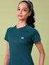 Women Solid Slim Fit Crew Neck T-shirt with TECHNO COOL