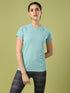 Women Solid Slim Fit Crew Neck T-shirt with TECHNO COOL