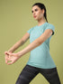 Women Solid Slim Fit Crew Neck T-shirt with TECHNO COOL