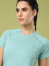 Women Solid Slim Fit Crew Neck T-shirt with TECHNO COOL