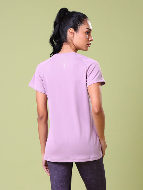 Women Solid Slim Fit Crew Neck T-shirt with TECHNO COOL