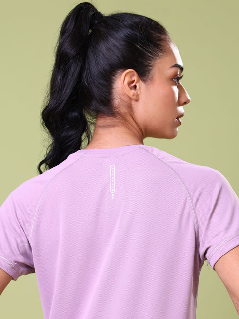 Women Solid Slim Fit Crew Neck T-shirt with TECHNO COOL