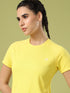 Women Solid Slim Fit Crew Neck T-shirt with TECHNO COOL