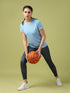 Women Solid Slim Fit Crew Neck T-shirt with TECHNO COOL