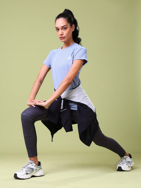Women Solid Slim Fit Crew Neck T-shirt with TECHNO COOL