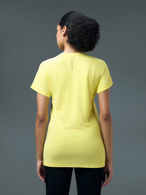 Women Solid Slim Fit Crew Neck T-shirt with TECHNO COOL