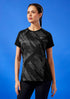 Women Abstract Print Slim Fit Crew Neck T-shirt with TECHNO COOL+