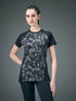 Women Abstract Print Slim Fit Crew Neck T-shirt with TECHNO COOL+