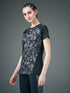 Women Abstract Print Slim Fit Crew Neck T-shirt with TECHNO COOL+