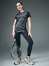 Women Abstract Print Slim Fit Crew Neck T-shirt with TECHNO COOL+