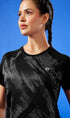 Women Abstract Print Slim Fit Crew Neck T-shirt with TECHNO COOL+