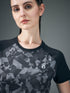 Women Abstract Print Slim Fit Crew Neck T-shirt with TECHNO COOL+