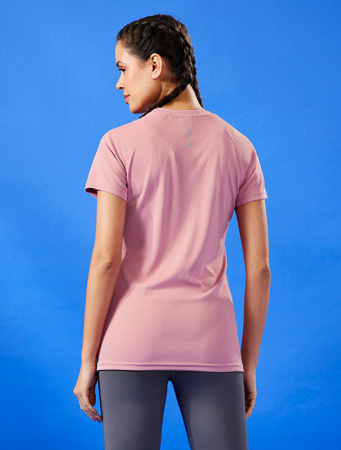 Women Abstract Print Slim Fit Crew Neck T-shirt with TECHNO COOL+
