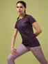 Women Abstract Print Slim Fit Crew Neck T-shirt with TECHNO COOL+