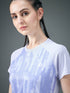 Women Abstract Print Slim Fit Crew Neck T-shirt with TECHNO COOL+