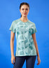 Women Abstract Print Slim Fit Crew Neck T-shirt with TECHNO COOL+