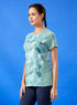 Women Abstract Print Slim Fit Crew Neck T-shirt with TECHNO COOL+
