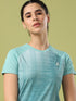 Women Abstract Print Slim Fit Crew Neck T-shirt with TECHNO COOL+