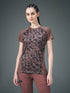 Women Abstract Print Slim Fit Crew Neck T-shirt with TECHNO COOL+
