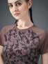 Women Abstract Print Slim Fit Crew Neck T-shirt with TECHNO COOL+