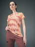 Women Abstract Print Slim Fit Crew Neck T-shirt with TECHNO COOL+