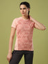 Women Abstract Print Slim Fit Crew Neck T-shirt with TECHNO COOL+