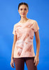 Women Abstract Print Slim Fit Crew Neck T-shirt with TECHNO COOL+