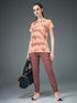 Women Abstract Print Slim Fit Crew Neck T-shirt with TECHNO COOL+