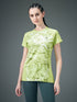 Women Abstract Print Slim Fit Crew Neck T-shirt with TECHNO COOL+