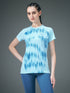 Women Abstract Print Slim Fit Crew Neck T-shirt with TECHNO COOL+