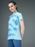 Women Abstract Print Slim Fit Crew Neck T-shirt with TECHNO COOL+