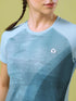 Women Abstract Print Slim Fit Crew Neck T-shirt with TECHNO COOL+