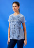 Women Abstract Print Slim Fit Crew Neck T-shirt with TECHNO COOL+