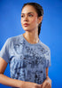 Women Abstract Print Slim Fit Crew Neck T-shirt with TECHNO COOL+