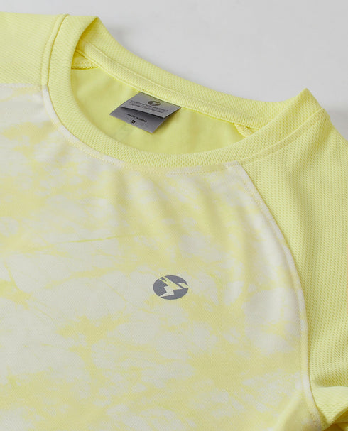 Women Abstract Print Slim Fit Crew Neck T-shirt with TECHNO COOL+