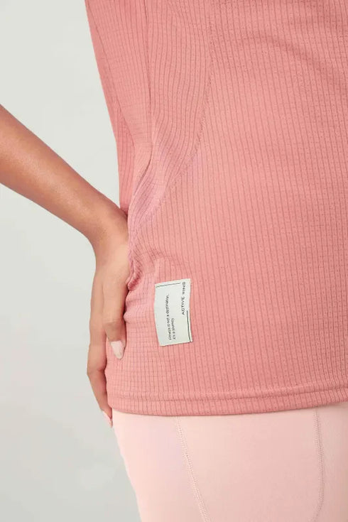 Women Self Design Slim Fit Crew Neck T-shirt with TECHNO COOL+