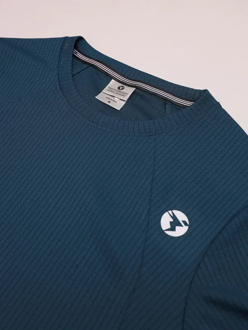 Women Self Design Slim Fit Crew Neck T-shirt with TECHNO COOL+