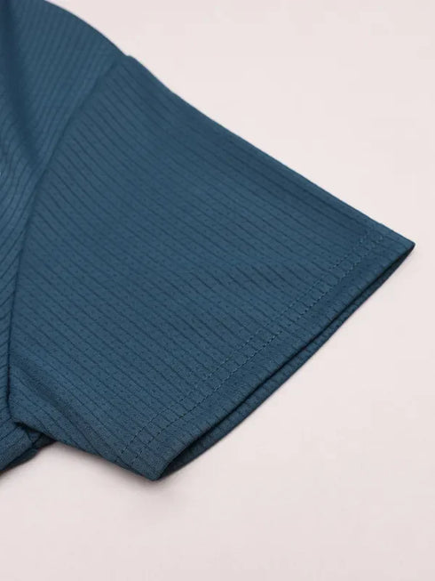 Women Self Design Slim Fit Crew Neck T-shirt with TECHNO COOL+