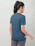 Women Self Design Slim Fit Crew Neck T-shirt with TECHNO COOL+