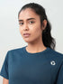 Women Self Design Slim Fit Crew Neck T-shirt with TECHNO COOL+