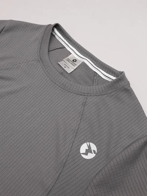 Women Self Design Slim Fit Crew Neck T-shirt with TECHNO COOL+