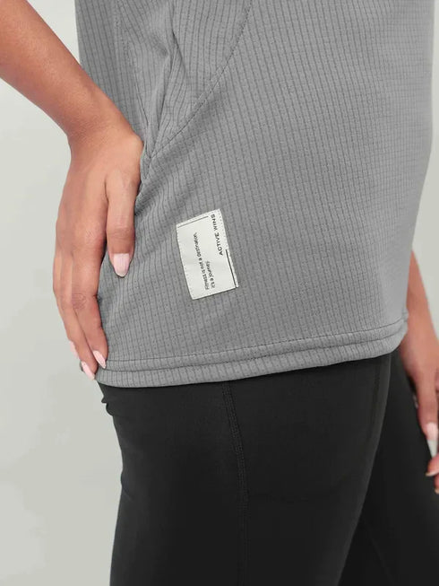 Women Self Design Slim Fit Crew Neck T-shirt with TECHNO COOL+