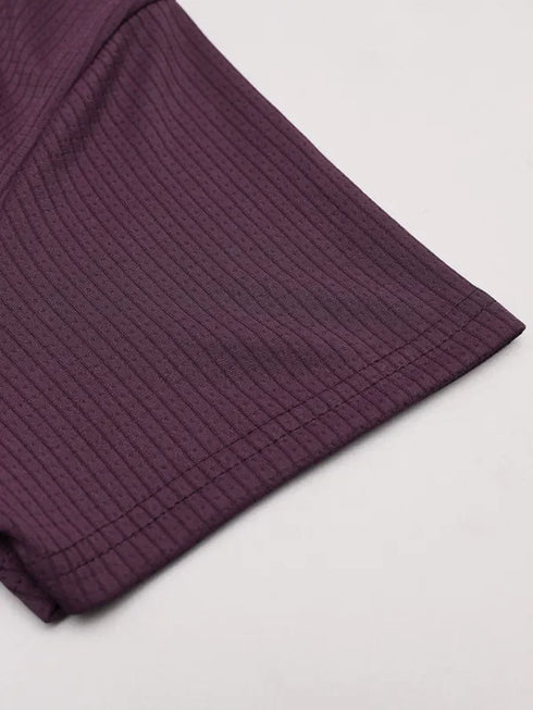 Women Self Design Slim Fit Crew Neck T-shirt with TECHNO COOL+