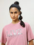 Women Printed Boxy Fit Crew Neck T-shirt with TECHNO COOL+