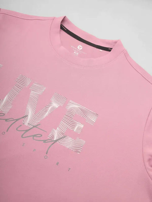 Women Printed Boxy Fit Crew Neck T-shirt with TECHNO COOL+