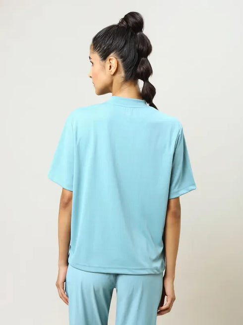 Women Printed Boxy Fit Crew Neck T-shirt with TECHNO COOL+