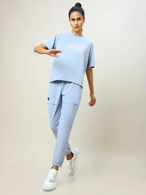 Women Printed Boxy Fit Crew Neck T-shirt with TECHNO COOL+