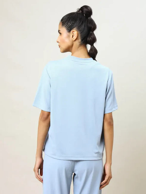 Women Printed Boxy Fit Crew Neck T-shirt with TECHNO COOL+