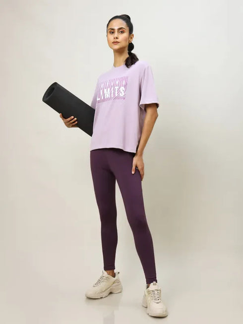 Women Printed Boxy Fit Crew Neck T-shirt with TECHNO COOL+