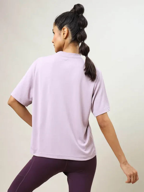 Women Printed Boxy Fit Crew Neck T-shirt with TECHNO COOL+